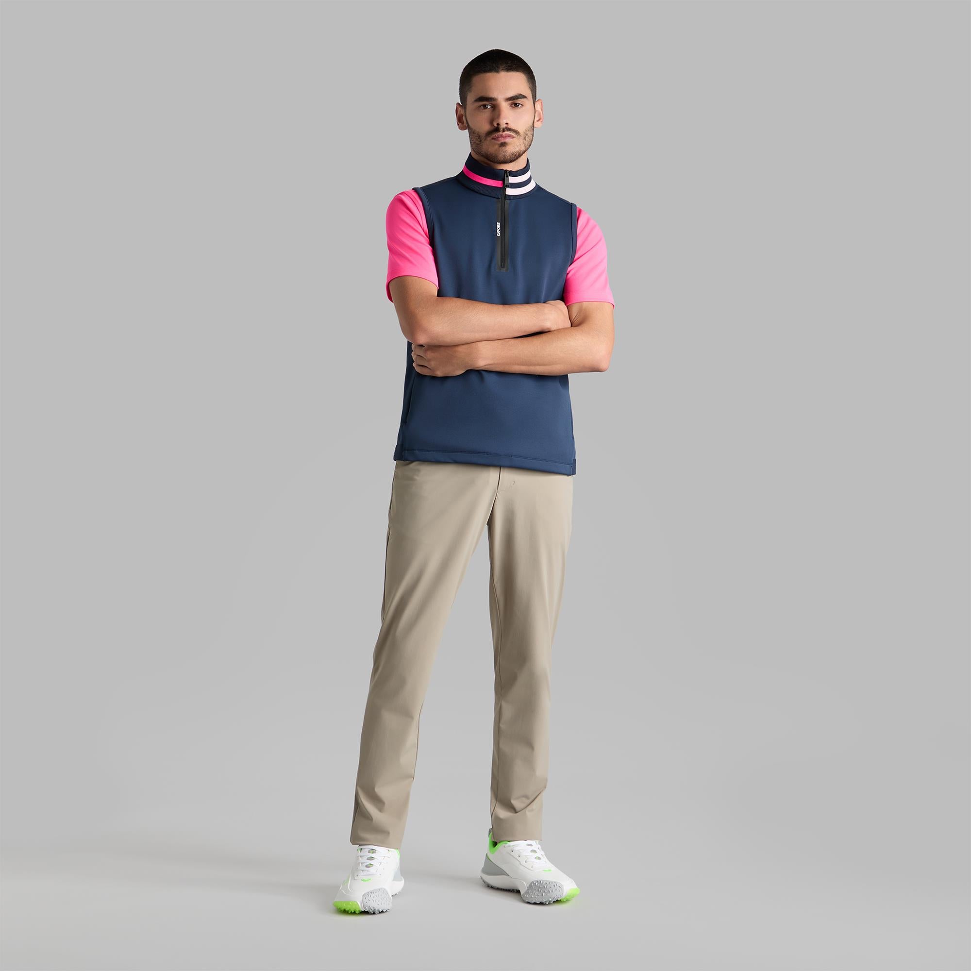 G/FORE Double Knit Pique Quarter Zip Mens Golf Vest Atlantic